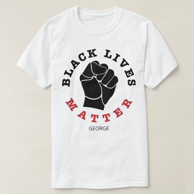 Camiseta Nome Personalizado da Matéria Fist Black Lives Aum (Frente do Design)