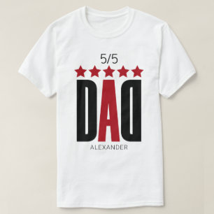 Camiseta Nome Personalizado da Tipografia Vermelha Pai 5 Es