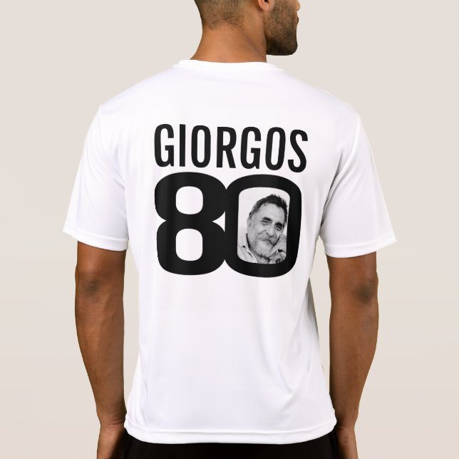 Camiseta nome personalizado de 80 aniversário e mono de mod (Verso)