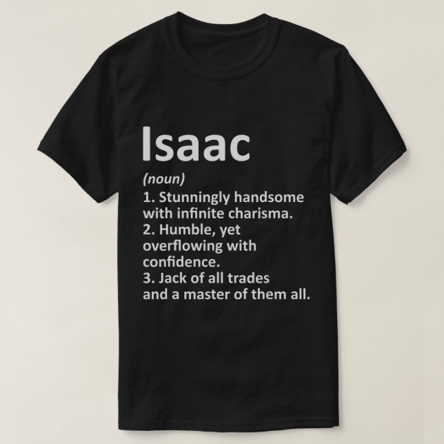 Camiseta Nome Personalizado de Definição ISAAC - Funny Birt (Frente do Design)