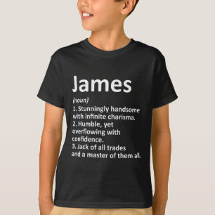 Camiseta Nome Personalizado de Definição James Funny Birthd