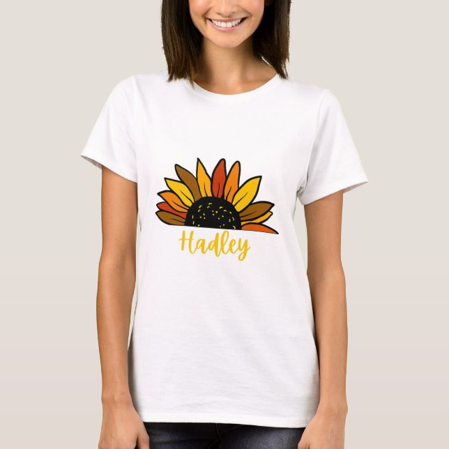 Camiseta Nome Personalizado de Hadley Cute Fall Sunflower A (Frente)