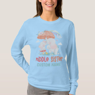 Camiseta Nome Personalizado de Irmã Média dos Elefantes Whi