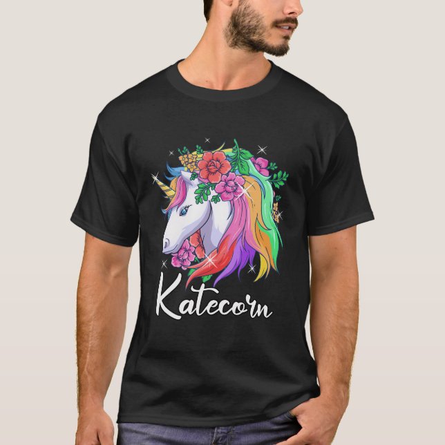Camiseta Nome Personalizado de Katecorn de Cute Unicorn Kat (Frente)