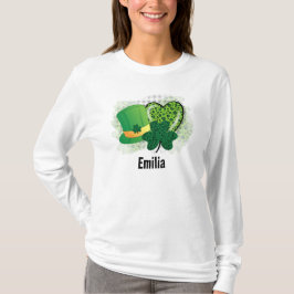 Camiseta Nome Personalizado Dia de São Patrício Trevo de Tr