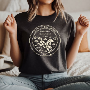 Camiseta Nome Personalizado do Ano do Cavalo, Frase e Ano d