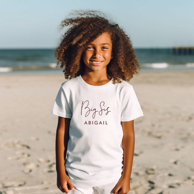 Camiseta Nome Personalizado do Big Sis Burgundy (Criador carregado)