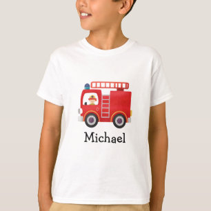 Camiseta Nome Personalizado do Caminhão de Fogo Vermelho Mo