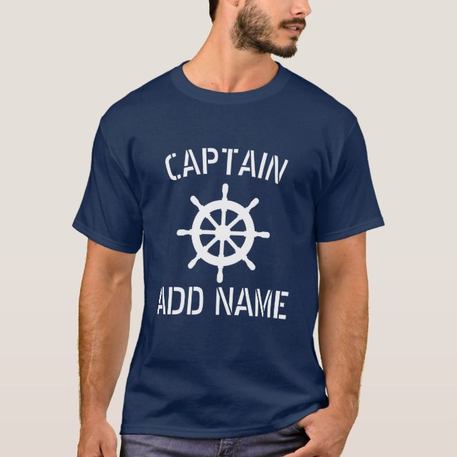 Camiseta Nome personalizado do capitão do navio roda t-shir (Frente)