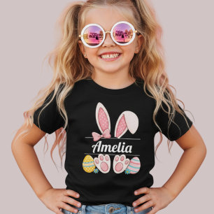 Camiseta Nome personalizado do coelho de Páscoa 