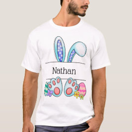 Camiseta Nome personalizado do coelho de Páscoa Arte pastel