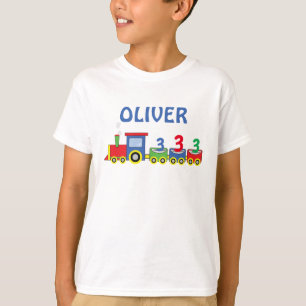 Camiseta Nome Personalizado do Comboio aniversário de 3 ano