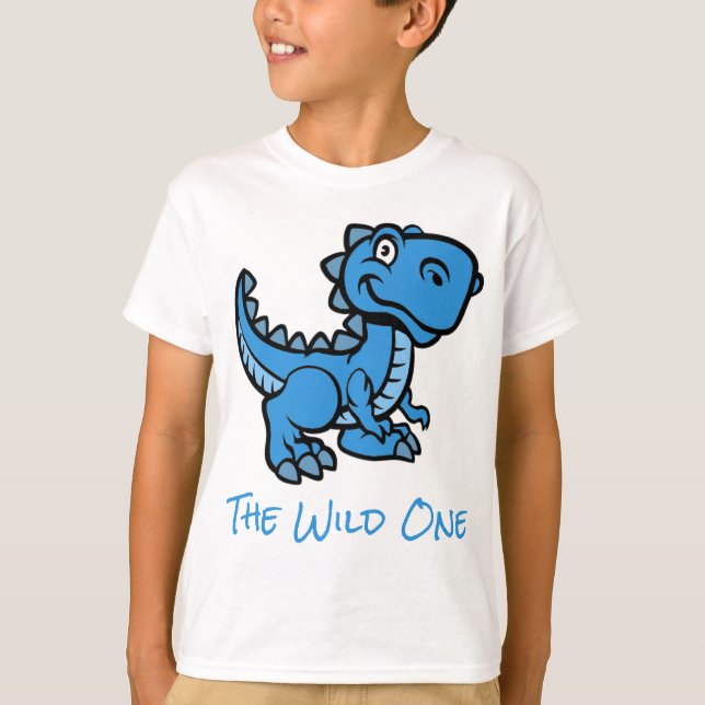 Camiseta Nome Personalizado do Dinossauro T Rex Azul (Frente)
