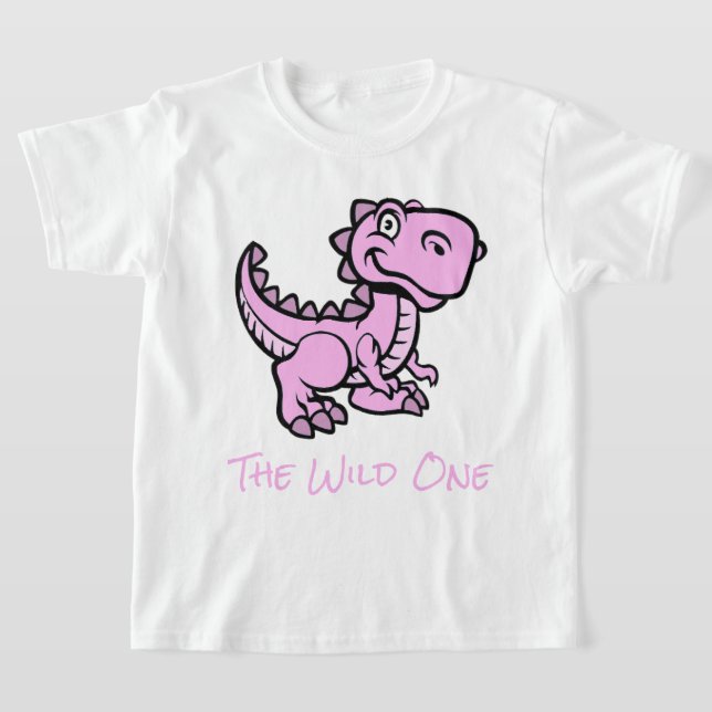 Camiseta Nome Personalizado do Dinossauro T Rex Rosa (Postura )