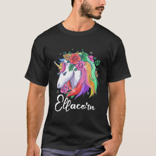 Camiseta Nome Personalizado do Gota Ellacorn Unicorn Ella