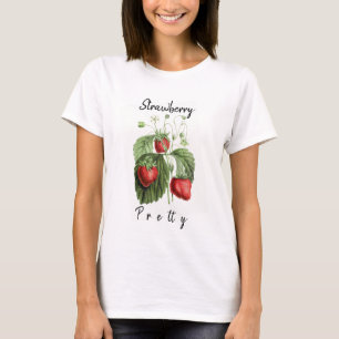 Camiseta Nome Personalizado do Morango Vermelho Bonito Vint