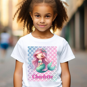 Camiseta Nome personalizado do padrão de Mermaid