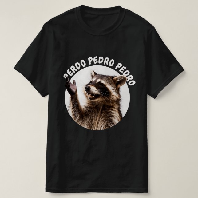 CAMISETA NOME PERSONALIZADO DO RACCOON PEDRO (Frente do Design)