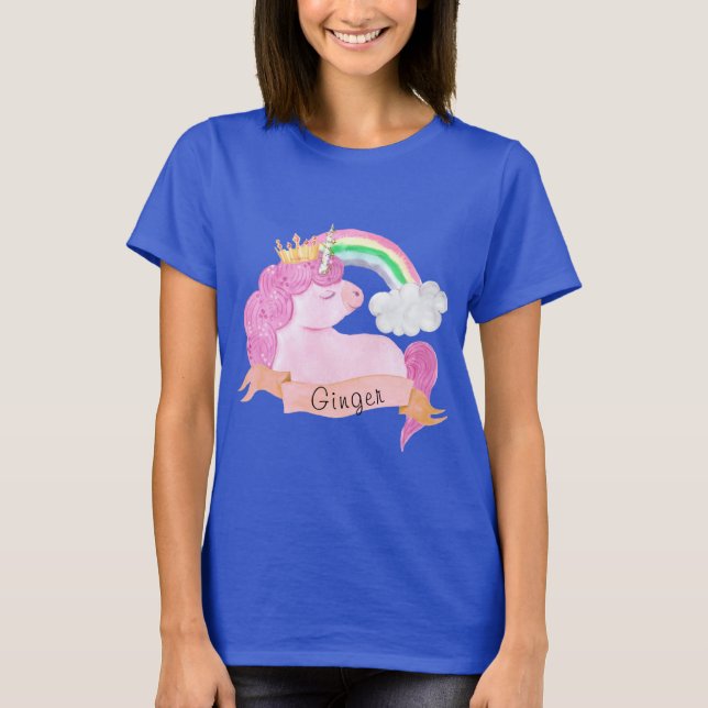 Camiseta Nome Personalizado do 🌈 Rainbow Unicorn  (Frente)