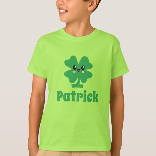 Camiseta Nome Personalizado do Shamrock Verde (Frente)