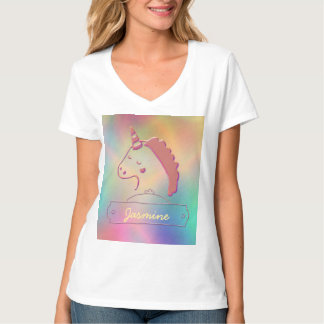Camiseta Nome Personalizado do Unicorn 3D Holográfico