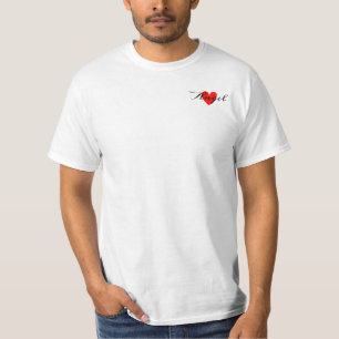 Camiseta Nome Personalizado e Coração Vermelho Mínimo