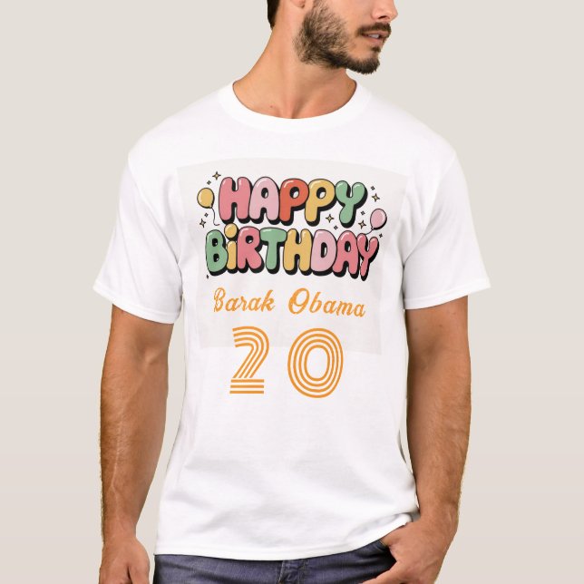 Camiseta Nome personalizado e t-shirt de aniversário feliz  (Frente)