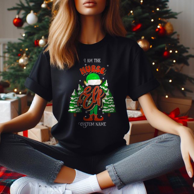 Camiseta Nome personalizado Enfermeiro elf personalizado (Criador carregado)