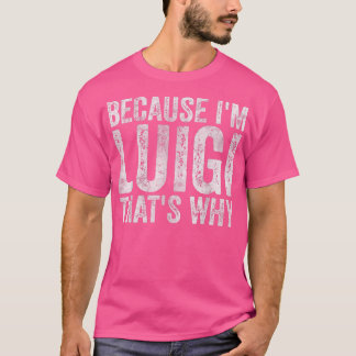Camiseta Nome Personalizado Engraçado Porque Eu Sou Luigi P