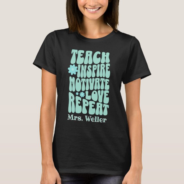 Camiseta Nome personalizado Ensino inspira amor motivado re (Frente)