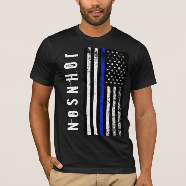 Camiseta Nome Personalizado Estilo de Polícia danificado Es (Frente)