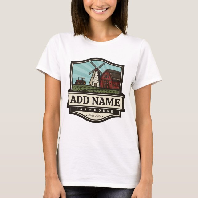 Camiseta NOME Personalizado Farmhouse Rustic Farmhouse Old  (Frente)