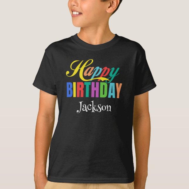 Camiseta Nome Personalizado Feliz Aniversário Personalizado (Frente)