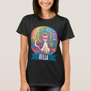 Camiseta Nome Personalizado Gato Psicodélico Mia & Destruir