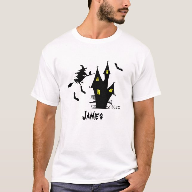 Camiseta Nome personalizado | Halloween Retro Elegante (Frente)