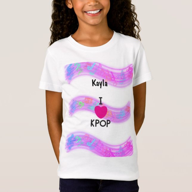 Camiseta Nome personalizado I Love K-pop (Frente)