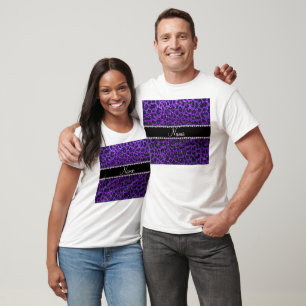 Camiseta Nome personalizado indgo roxo gliter impressão leo