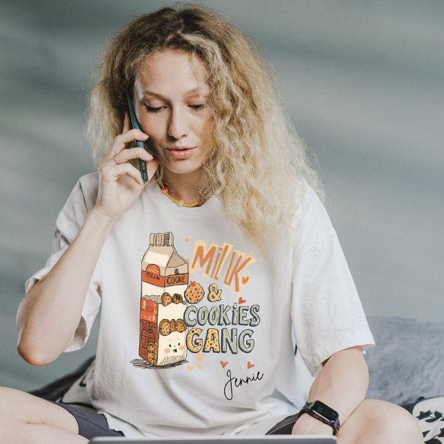 Camiseta Nome Personalizado Leite e Cookies Gangue Natal Ar (Criador carregado)