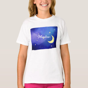 Camiseta Nome Personalizado Lua e Estrelas