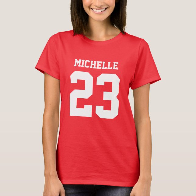Camiseta Nome Personalizado Número Womens Esporte Jersey T- (Frente)