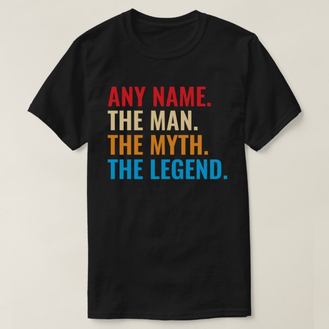 Camiseta Nome Personalizado O Homem O Mito O Retro Da Legen (Frente do Design)