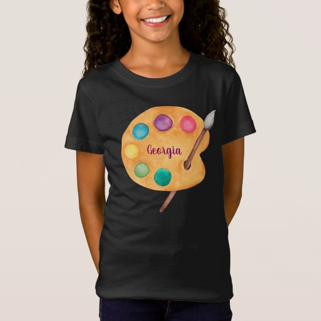Camiseta NOME personalizado Paleta de pintura artística  (Frente)
