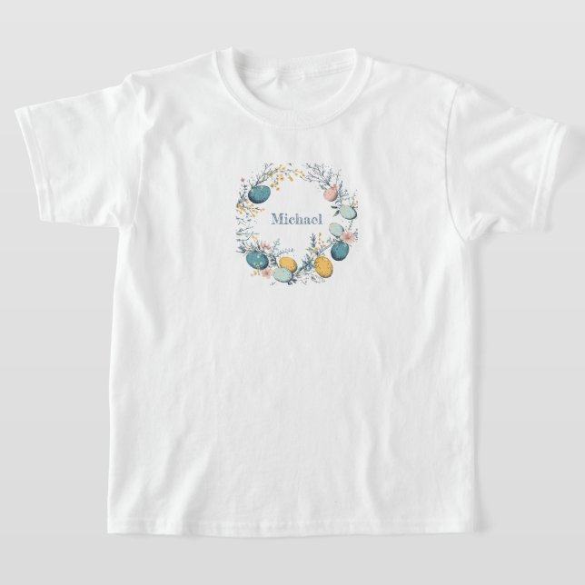 Camiseta Nome Personalizado Páscoa Floral de Ovos (Postura )
