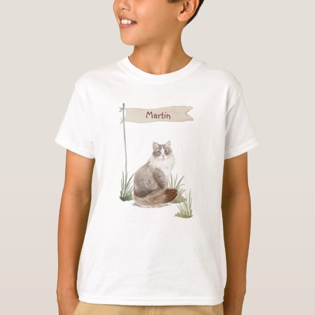Camiseta Nome Personalizado Pet de Cat Siberiano (Frente)