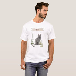 Camiseta Nome Personalizado Pet de Gato Russo Azul