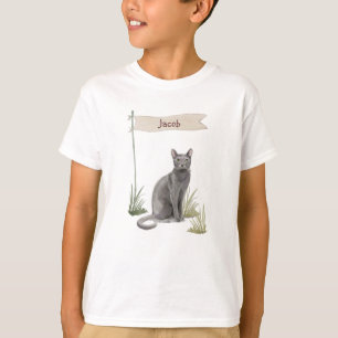 Camiseta Nome Personalizado Pet de Gato Russo Azul