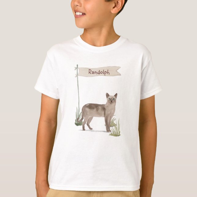 Camiseta Nome Personalizado Pet de Gato Tonquinês (Frente)