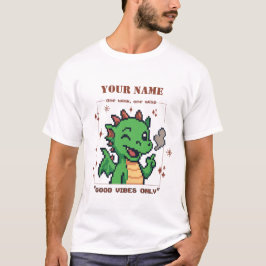Camiseta Nome Personalizado Pixel Dragon Tee — Retro 8 Bits