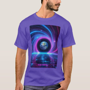 Camiseta Nome Personalizado Portal do Planeta Neon Retro do