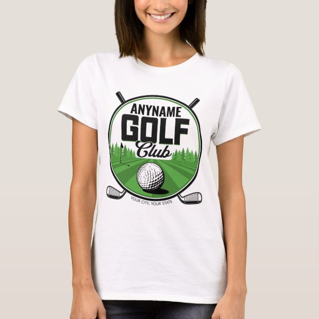 Camiseta Nome Personalizado Profissional de Golfe Taco de G (Frente)